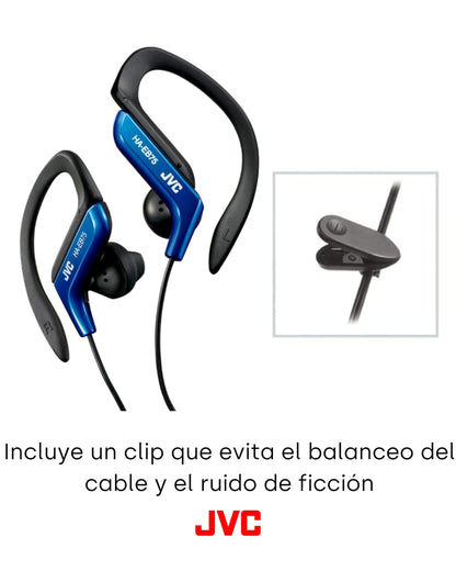JVC, HA-EB75-AN-U Adjustable Sport Clip Earphones (Blue)
