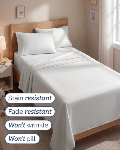 Twin 4 Piece Sheet Set - Comfy Breathable & Cooling - Ultra Soft Hotel Luxury Bedding Set w/ 8-16 Inch Deep Pockets - 1 Flat & 1 Fitted Sheet & 2 Pillowcases - Wrinkle Free & Easy Care - Antique White