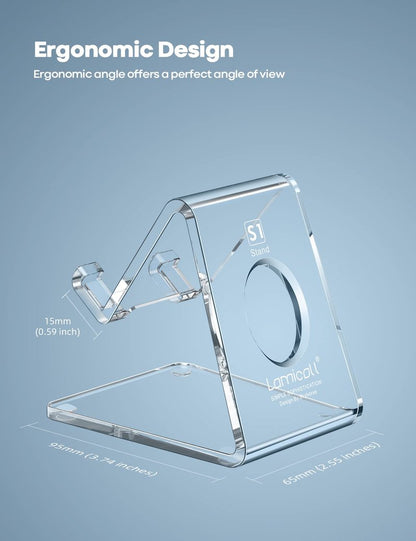 Lamicall Cell Phone Stand, Desk Accessories - Clear Office Cell Phone Holder, Acrylic Phone Stand, Desktop, Acrylic Office Desk Decor Accessories, Suitable for iPhone, 4-8'' Phone, Gifts