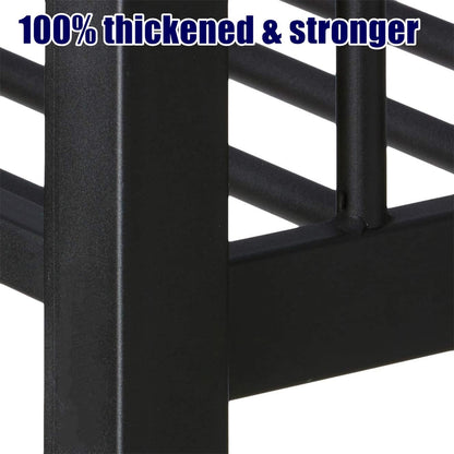 AOOMEEC Higher Quality & Stronger Twin XL Over Queen Bunk Bed, Thickened Heavy Duty More Stable Safer Black Metal Steel Bunkbed Bunk Queen Bed (Easier to Assemble) (Twin XL Over Queen)