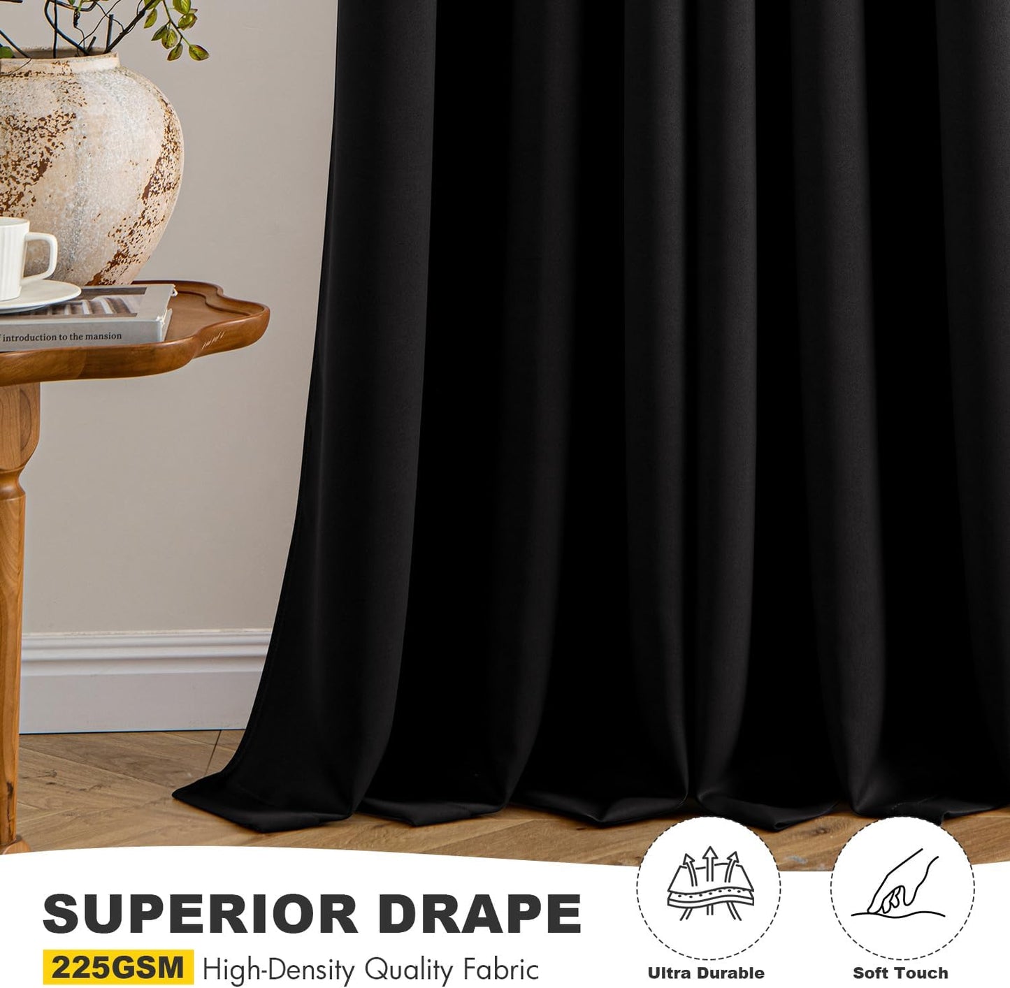 MIULEE Blackout Curtains - Thermal Insulated Room Darkening Drapes | 90-Inch Long, 2 Panels, Noise Reduction