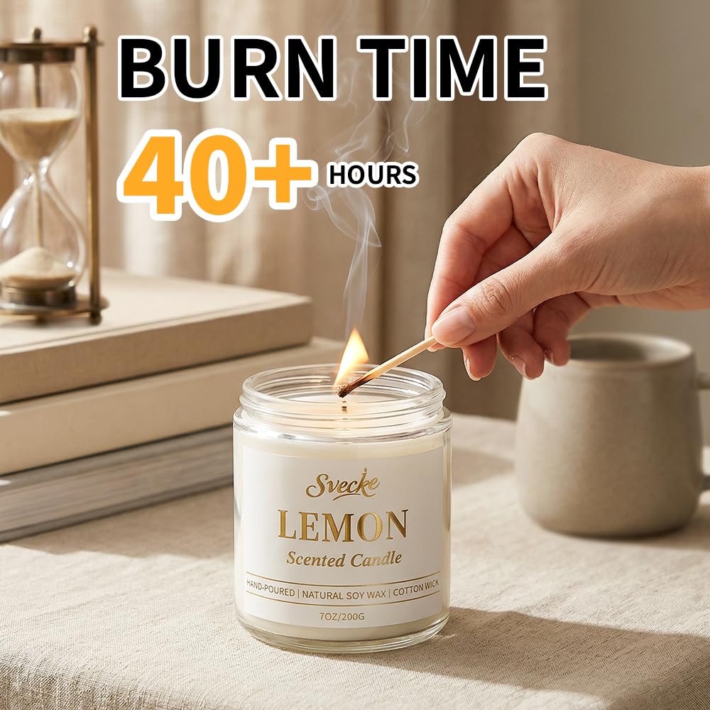 SVECKE Vanilla Lavender Scented Candle 7oz Soy Wax Jar Candle Long Burning Aromatherapy Candle for Home Bedroom Gift for Women Men Housewarming New Home Gift