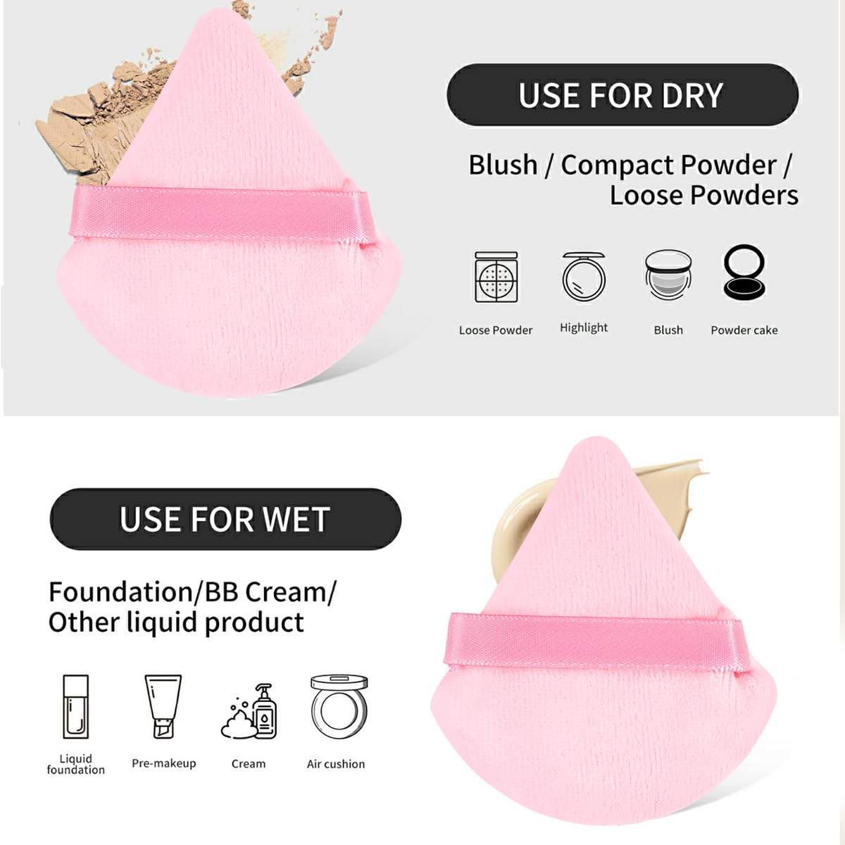MAANGE 30pcs Professional Makeup Brush Set With Velvet Bag&5pcs Beauty Blender&2pcs Makeup Remover Puff&5pcs Triangle Powder Puff&3pcs Mini Thumb Puff&Toiletry Bag&2pcs Cleaning Mat (Blacksliver)