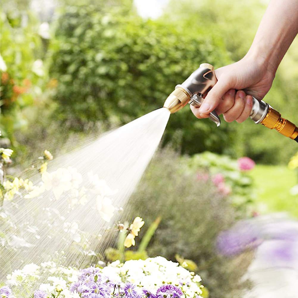 FANHAO Upgraded Garden Hose Nozzle Sprayer, 100% Heavy Duty Metal Handheld Water Nozzle High Pressure in 4 Spraying Modes for Watering Plants and Lawn, Car Washing, Patio and Pet