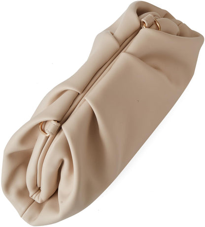 Munansli Apricot Women's Clutch Purse,Detachable Chain Shoulder Bag, Dumpling Crossbody Bag, Cloud Evening Clutch.