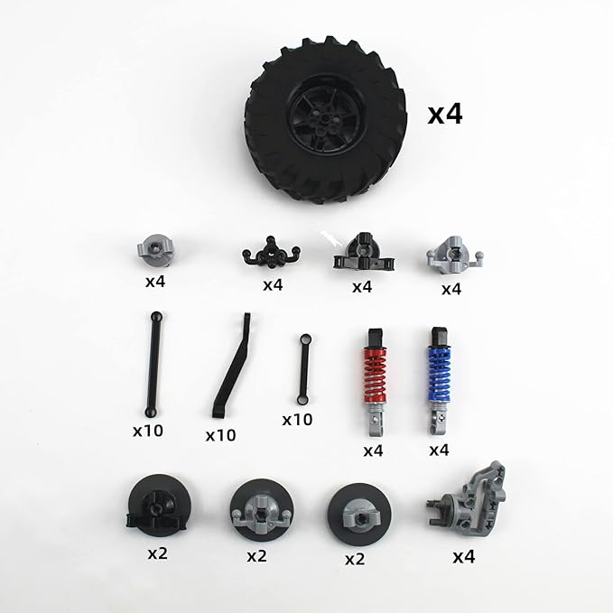 Technical Parts Vehicles Suspension Accessories with Tire 107x44 Technical Parts Set Compatible with All Major Brands MOC Parts Building Toy DIY Replacement Spare Kit (68pcs)