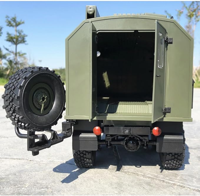 1/16 Scale RC Truck B-36 4-Channel Full-Proportional Military Remote Control Truck Car Model with Two Batteries and LED Headlights RC Gift for Army Vehilcles Lovers (Green)