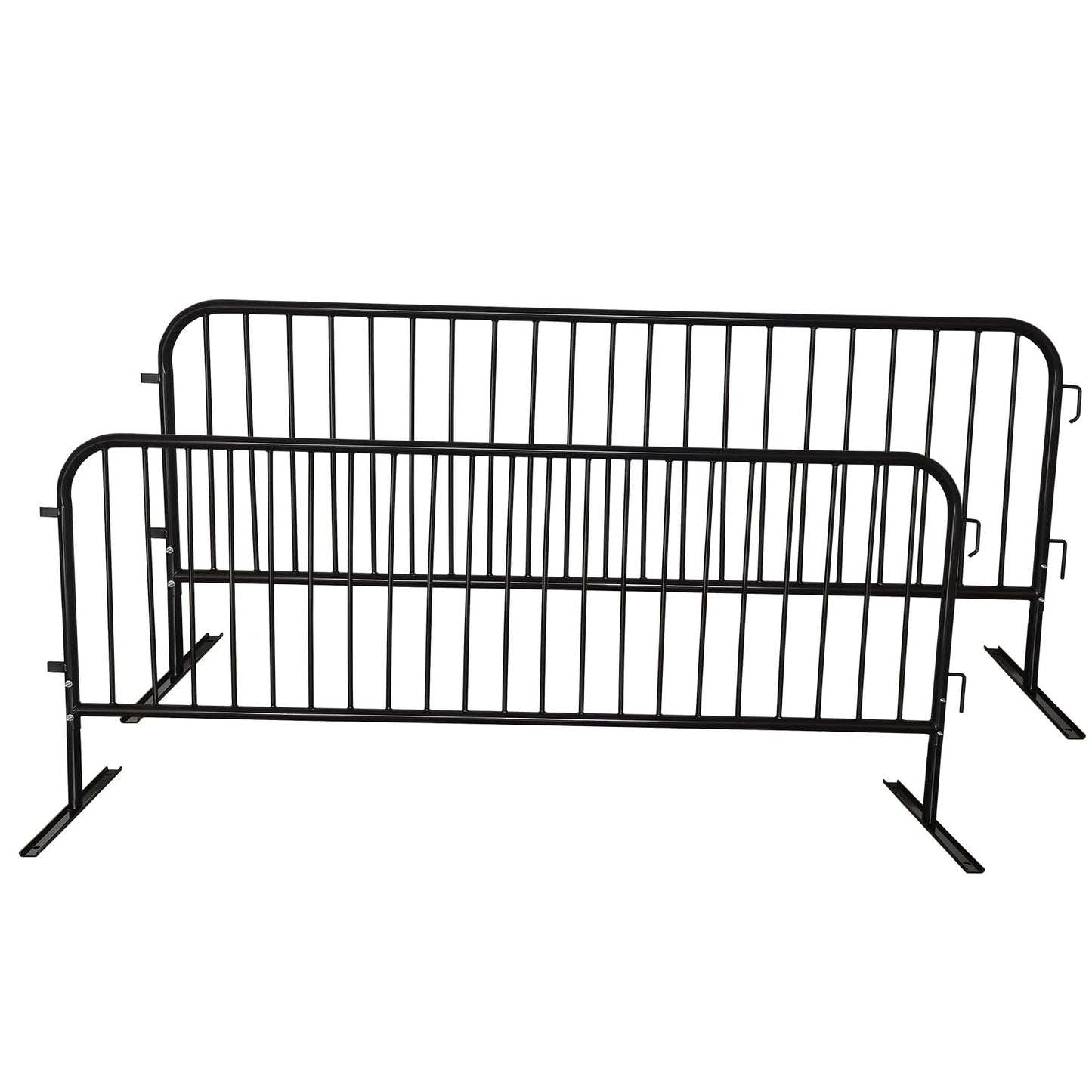 ZUVELLO 2 Pack 8.5 Ft Steel Crowd Control Heavy Duty Interlocking Steel Safety Barriers Barricade Fence Frame Guard for Events Road Traffic Control, Black