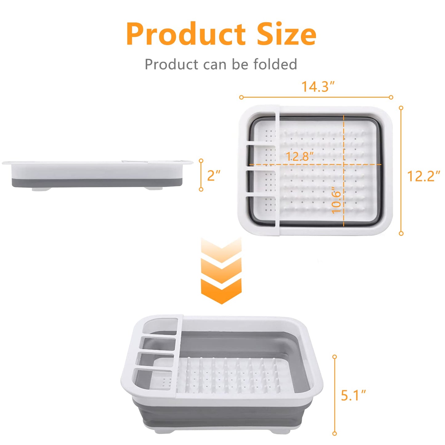 Collapsible Dish Drainer with Drain Plug & Swivel Spout - Space-Saving, Portable Dish Rack for Kitchens, RVs, Campers & Travel Trailers