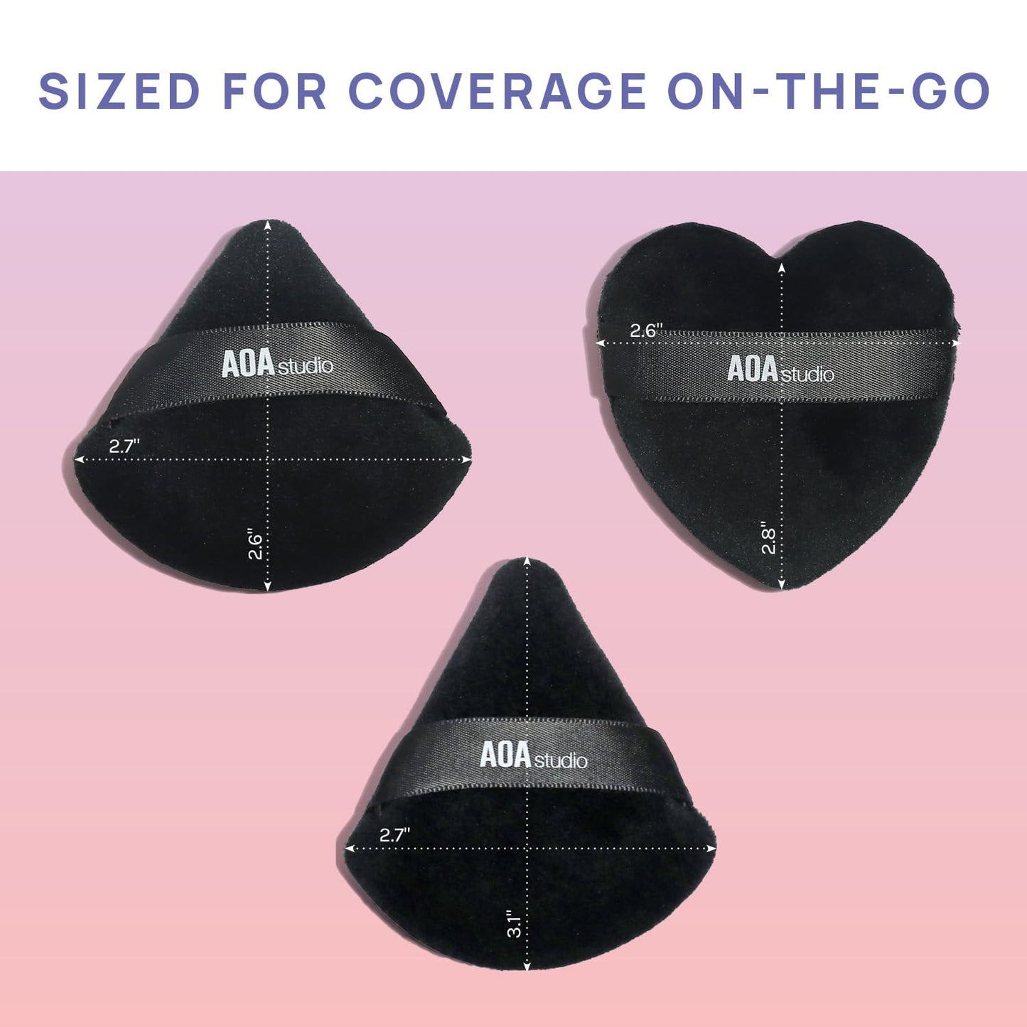 AOA Studio Velvet Puffs Makeup Puff Set of 6 Loose Powder Body Powder, Velour Makeup Blender Sponge Foundation Blending Sponges Set Beauty Makeup Tools(Black/Peach)
