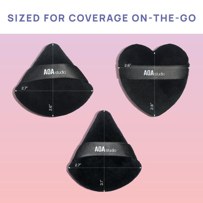 AOA Studio Velvet Puffs Makeup Puff Set of 6 Loose Powder Body Powder, Velour Makeup Blender Sponge Foundation Blending Sponges Set Beauty Makeup Tools(Black/Peach)