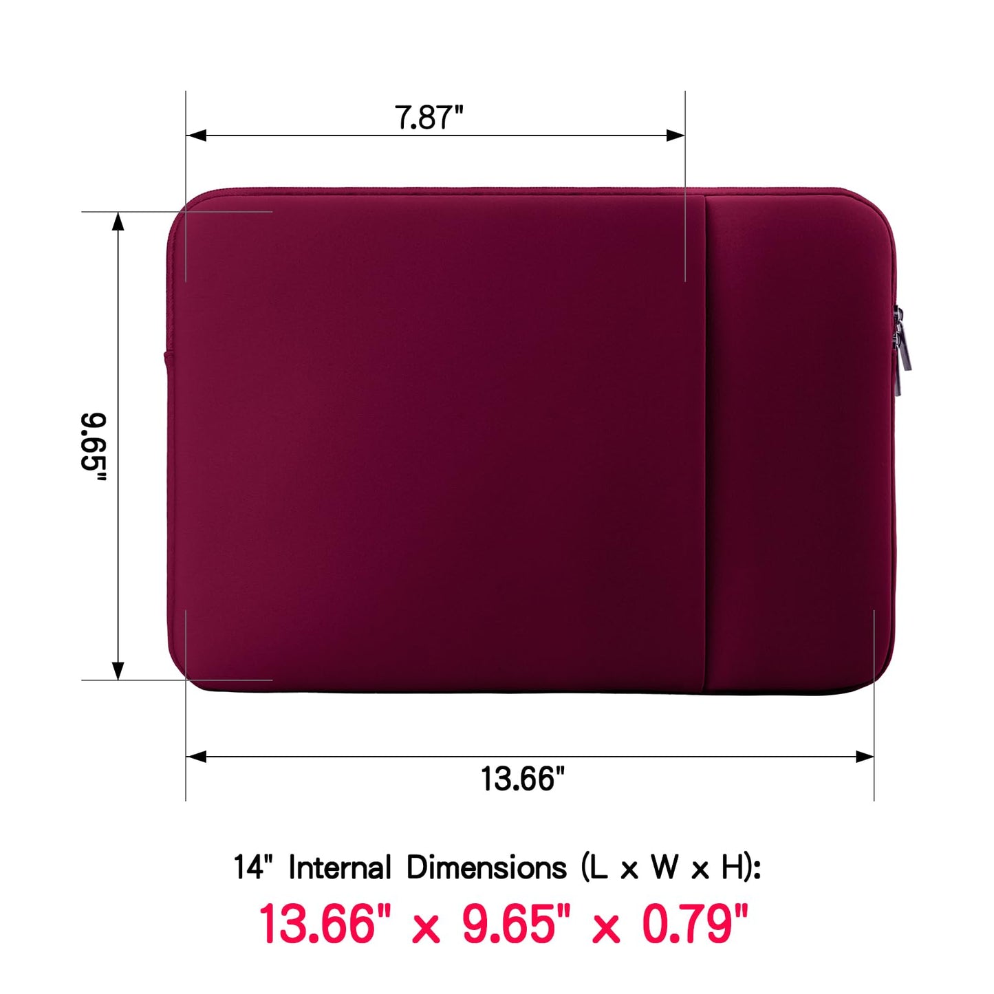 RAINYEAR 13 Inch Laptop Sleeve Compatible 13.3" MacBook Air/Pro M1 M2 M3 M4 A3240 A3113 A2681 A2337 A1932 A2179 A2338 A1706 A1708 Case Bag with Front Pocket Accessories Pouch (Red, Upgraded Version)