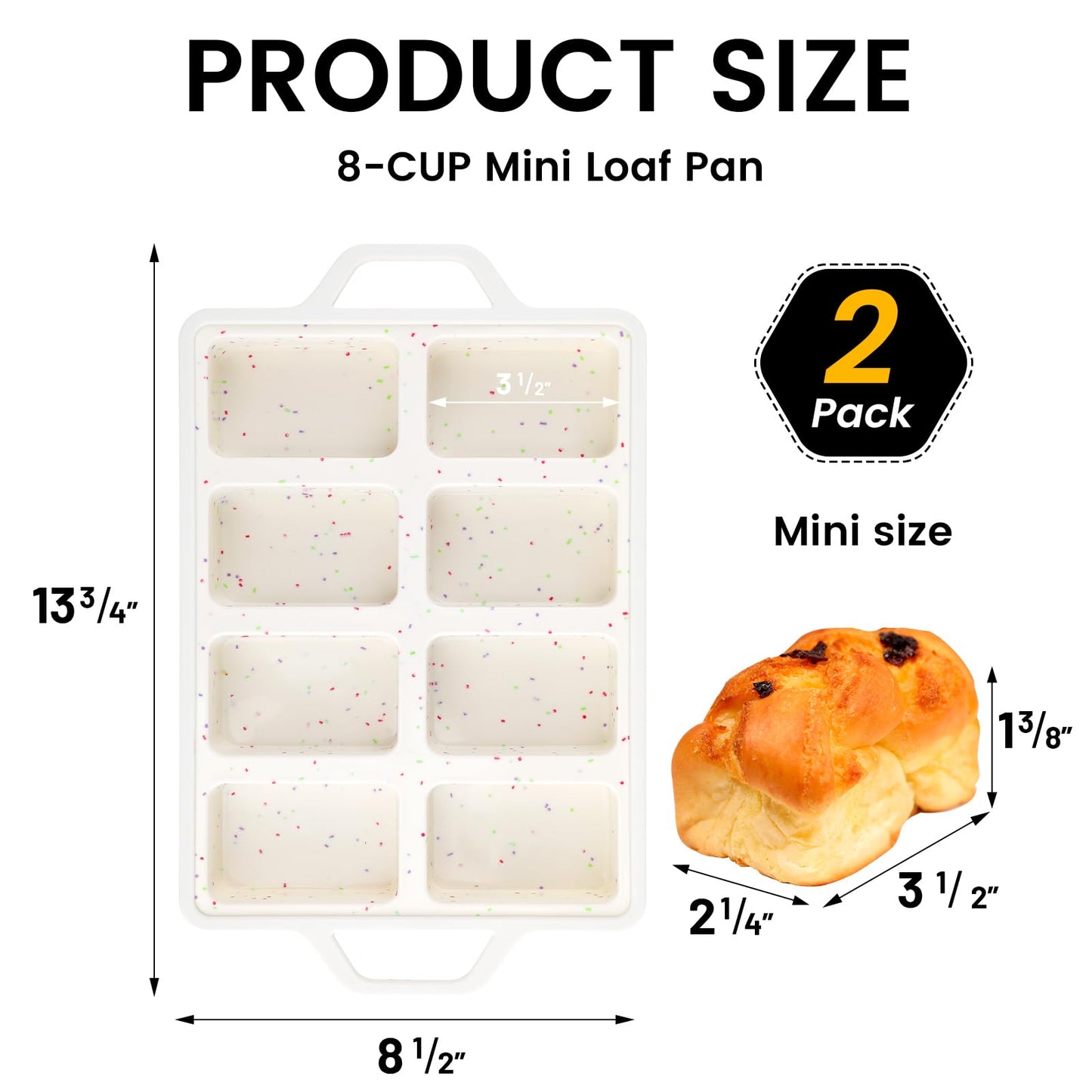 Vinino Compact 8-Cavity Mini Silicone Loaf Pan Cream for Recipe Testing