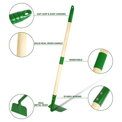 Duckura Kids Gardening Tools Set - 7pcs Garden Tool for Kids with Shovel, Rake, Hoe, Leaf Rake, Outdoor Summer Yard Lawn Digging Weed Toys, Christmas Birthday Gifts for Boys Girls Age 3 4 5 Years Old