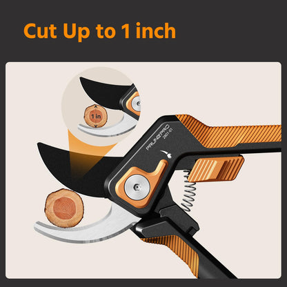 PrunePro Pruning Shears for Gardening 2 Pack Professional Bypass Hand Pruner Stainless Steel Sharp Blade Garden Scissors Plant Flower Garden Clipper Orange
