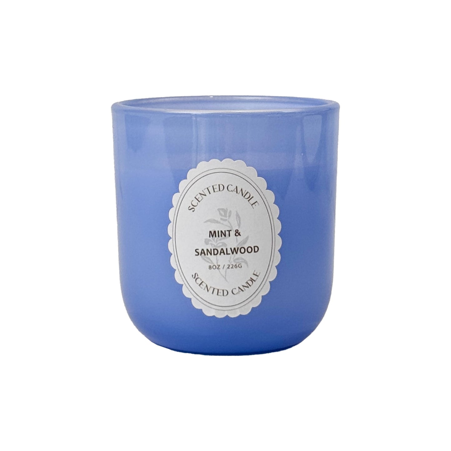 Mint & Sandalwood Scented Candle 8oz – CW Studio Color-Sprayed Glass Jar, Fresh Cool Mint & Warm Wood Aroma – Bathroom Kitchen Office Gift Candle for Women, Mother's Day Housewarming – 40-45 Hour Burn
