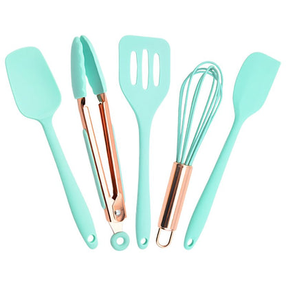 Kitchen Utensil Set,5 Pcs Mini Silicone Cooking Utensils Sets,Heat Resistant Non Stick Kitchens Gadgets BPA-Free Spatula Set,Kids Kitchen Tools Kitchen Set for Cooking