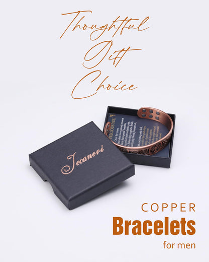 Jecanori Copper Bracelet for Men, 18X Strength Mens Magnetic Bracelets with 3,800 Gauss Magnets, 99.99% Pure Solid Copper Jewelry Gift