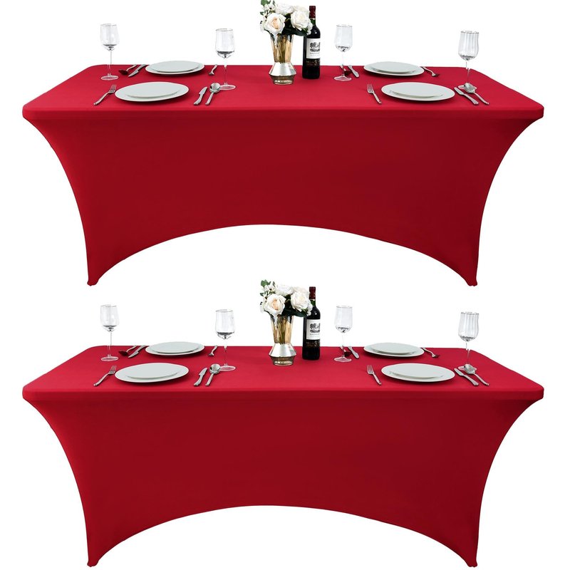 ZarzaaSik 10-Pack 8ft Spandex Table Covers for Rectangle Folding Tables - Washable Elastic Tablecloth - Ultimate Fitted Table Protector for Parties, Trade Shows, Banquet, and Wedding