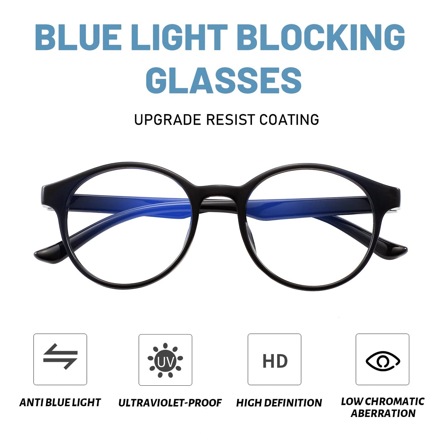 Przene 4 Pack Blue Light Blocking Glasses for Women Men,Retro Round Computer Gaming Glasses Anti Eye Strain/UV/Glare (Standard, Mixed Color-C3)