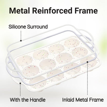 Silicone Muffin Pans for Baking, Metal Reinforced Frame 12 Cups Regular Size Silicone Cupcake Pan Nonstick Muffin Tin for Baking Muffin, Cupcake, Frittatas,BPA Free, Silicone Molds Dishwasher Safe