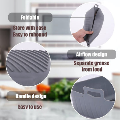 Golden Associate Silicone Liners Square for Air Fryer, 2 Pcs Non-stick Food-grade Reusable Basket Silicone Pot Baking Tray Airfryer Accessories, Top Size 9 inches, Bottom Size 8 inches