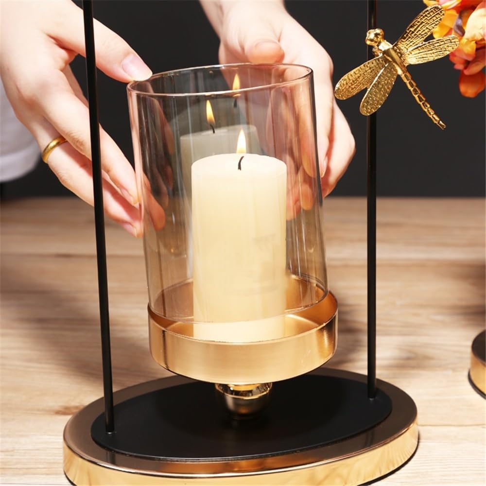 cfycfy987 Candelabra Luxury Glass Candlestick Living Room Dining Table Home Decoration Metal Candle Holder Candle Sticks Holder(Large)