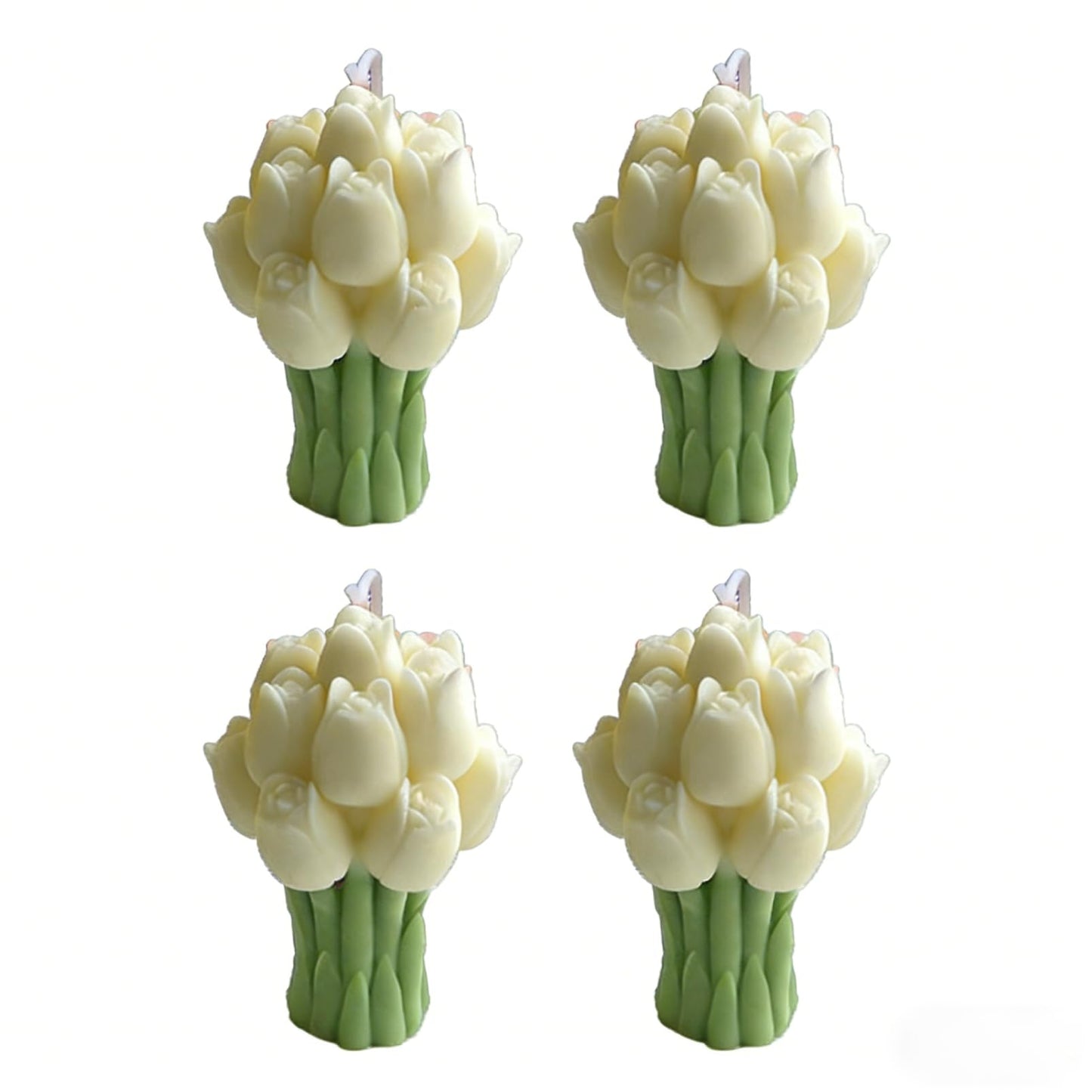Scented Candles Set for Women Mom,4 Pack Aromatic Tulip Bouquet-Shaped Candle Ornament for Home, Soy Candles for Living Room and Bedroom, Birthday Bridesmaid Gift Valentines Day Candle -Vanilla Flavor