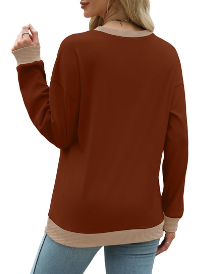 Saloogoe Women's Sweaters Pullover Long Sleeve Tops Fall Clothes Outfits 2025 Womens Fashion Clothing Caramel L