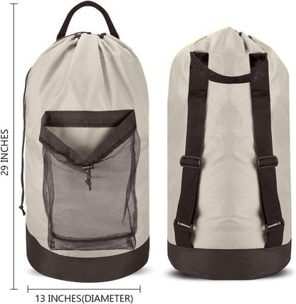 Dalykate Laundry Backpack - 115L Large Hamper with Shoulder Straps & Mesh Pocket | Khaki Color