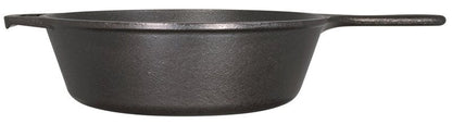 Lodge 5 Quart Pre-Seasoned Cast Iron Deep Skillet - Signature Teardrop Handle & Assist Handle - Use in the Oven, on the Stove or Grill, or Over a Campfire - Black