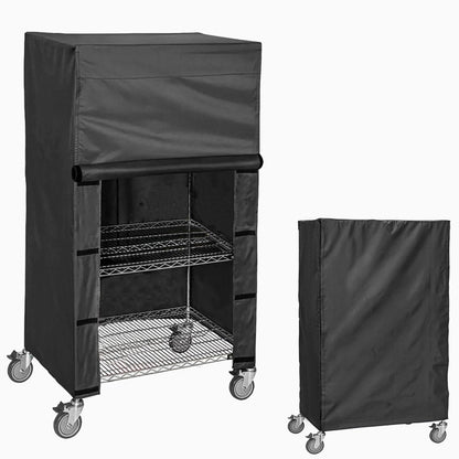 ZYSUOR Shelving Cover Storage Shelf Wire Rack Cover,48" W x 18" D x 72" H,Nylon Buckle Design on Both Sides of The Front for Easy Access to Items (No Shelves,Black)