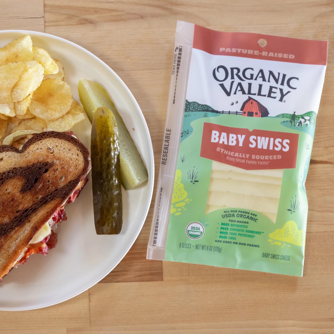 Organic Valley Alpine Style Organic Baby Swiss Cheese Slices