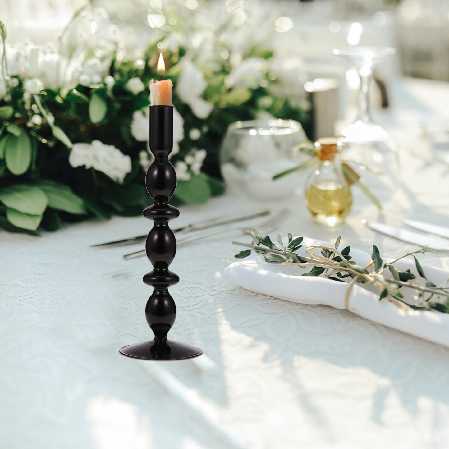 Glass Candlestick Holder Decorative Pillar Candle Holder for Elegant Home Decor Weddings Candlelight Dinners Family Gatherings
