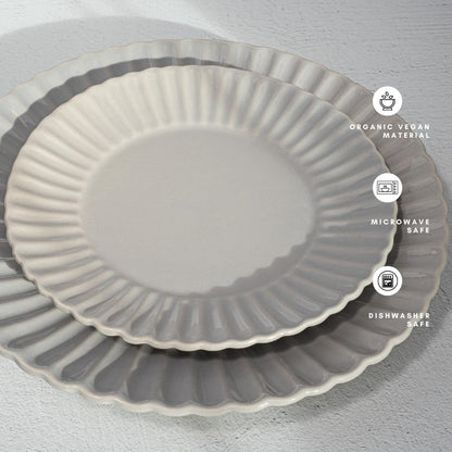 Square House 16 Piece Dinnerware Set Aruba (Cloudy Grey) Plates, Bowls, and Mugs Set for 4