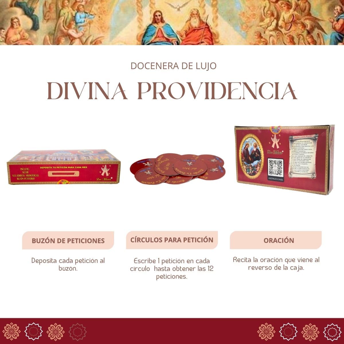Docenera Divina Providencia | 12-Piece Scented Votive Candles | Colors | Deluxe Edition with Petition Box | New Year