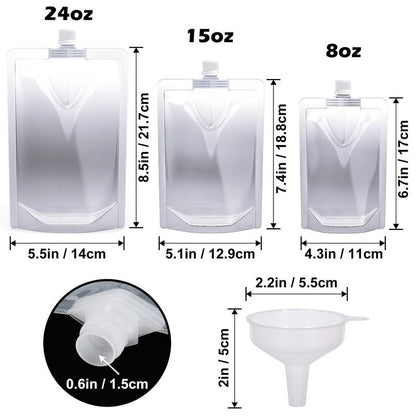 Keon Plastic Pouches - Leak-Proof, Reusable, Flexible Juice Bags, BPA-Free for Travel, Outdoor Sports, Concerts, Events