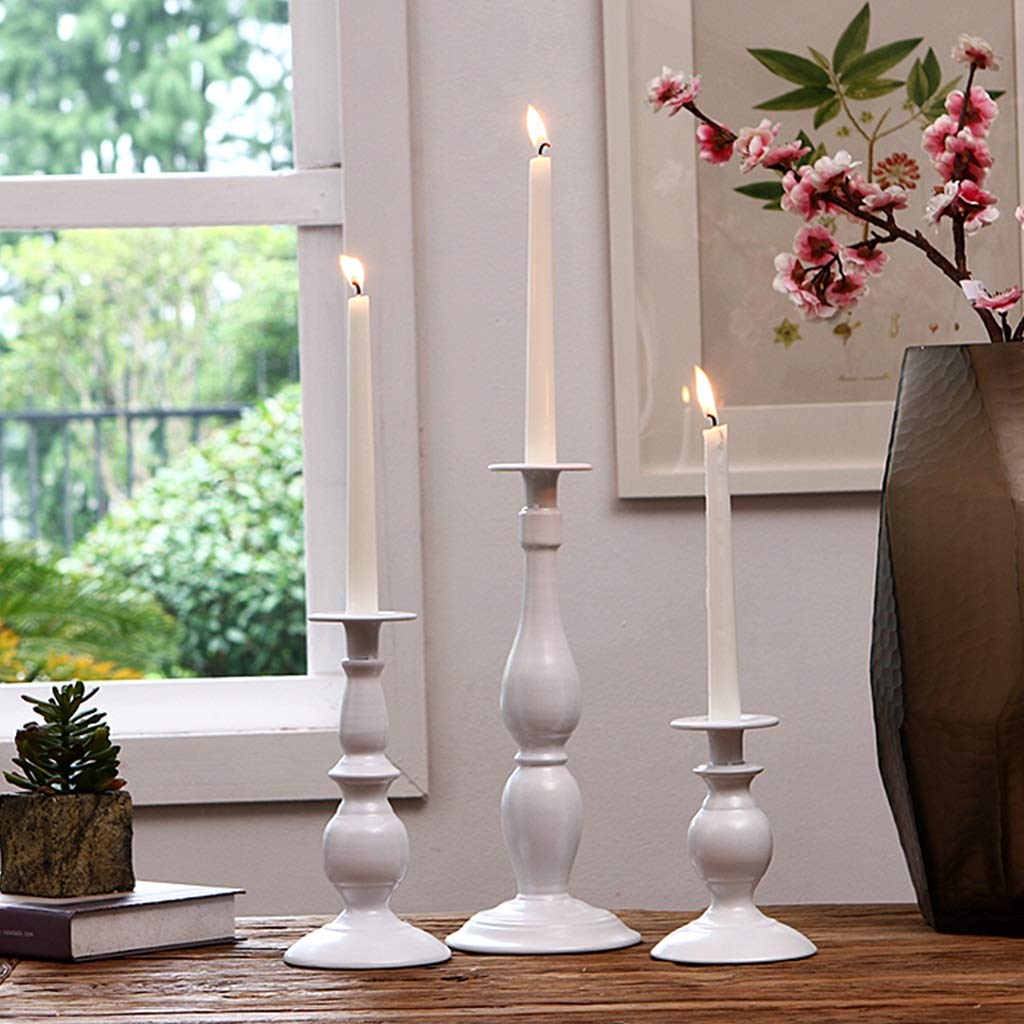 XILIN-1987 Candle Holderss European Classical Candle Holder Black and White Single Head Candlestick Court Wrought Iron Home Furnishings Decorative Candlestick (Color : A)