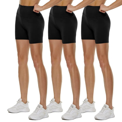 QGGQDD 3 Pack High Waisted Biker Shorts for Women – 3"/ 5"/ 8" Black Workout Yoga Compression Tummy Control Shorts for Running Clothing