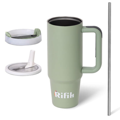 RIFIH 40 oz tumbler with handle and flip straw, Tumbler with Handle, Travel Mugs, Stainless Steel Cup, Insulated Water Bottle, Insulated Travel Coffee Mugs, Cup with Straw, (Casbah Night, 40 OZ)