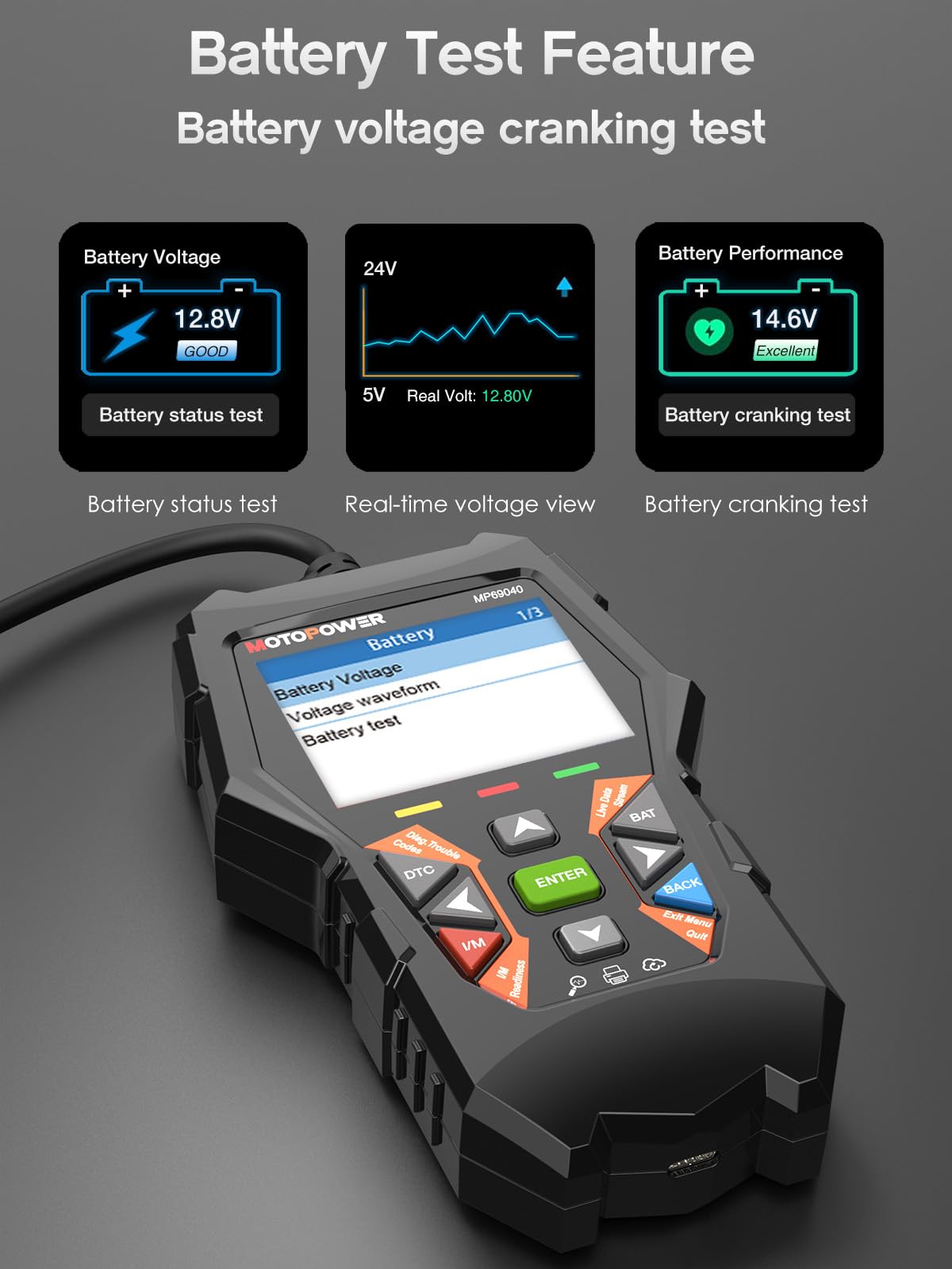 MOTOPOWER MP69040 Car OBD2 Scanner Check Engine Fault Code Reader Diagnostic Scan Tool, Black