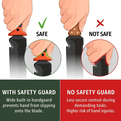 Hori Hori Garden Knife 7" with Sheath – Heavy Duty Stainless Steel Multi-Purpose Tool for Weeding, Digging & Planting, Serrated & Straight Full-Tang Blade with Weeding Fork, Safety Non-Slip Handle