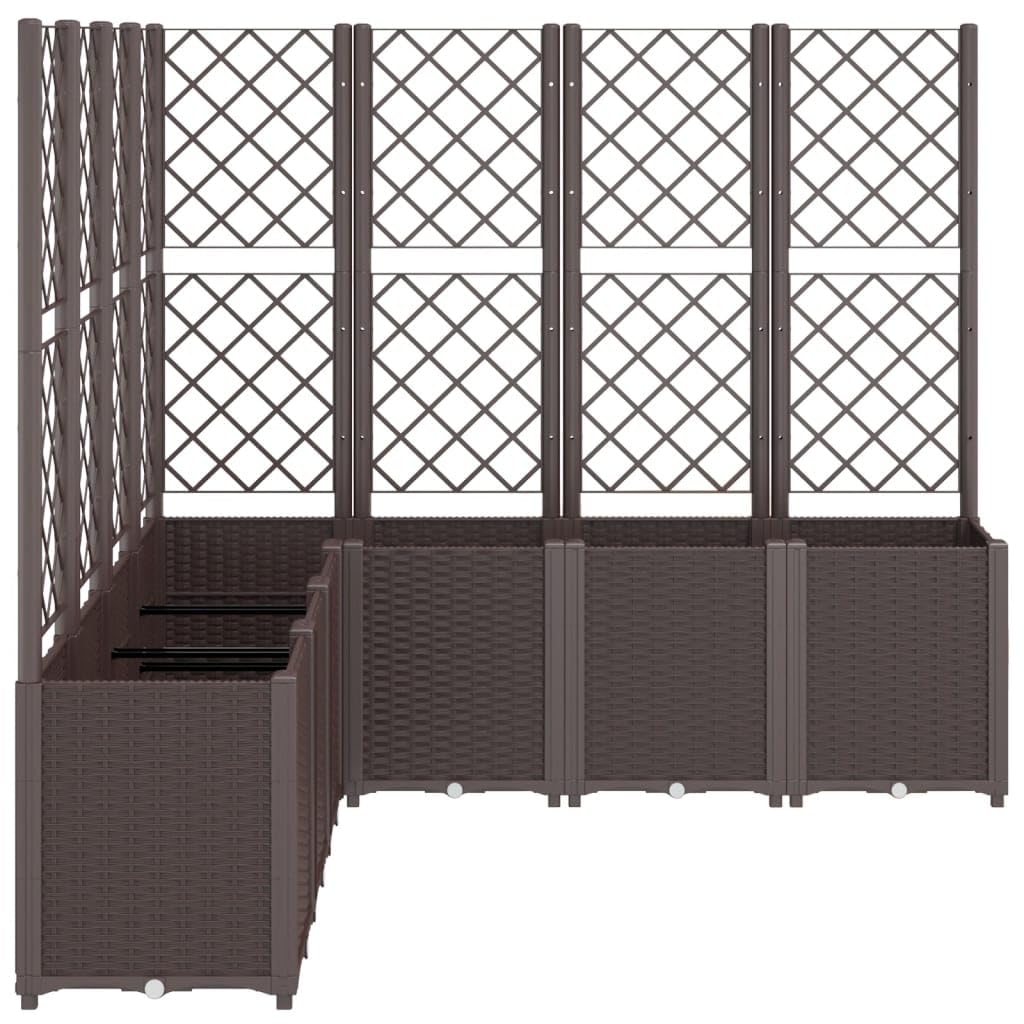 Yanyetangrui Garden Planter with Trellis Brown Polypropylene Large Outdoor Flower Pots 63"x63"x55.1" Modular Rattan Look Box for Patio Porch Garden Plants