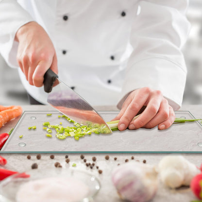 JAMBALAY 20"x16" Tempered Glass Cutting Board for Kitchen, Large Glass Cutting Board with Non-Slip Feet, Glass Chopping Board, Heat Resistant, Scratch Resistant, Dishwasher Safe