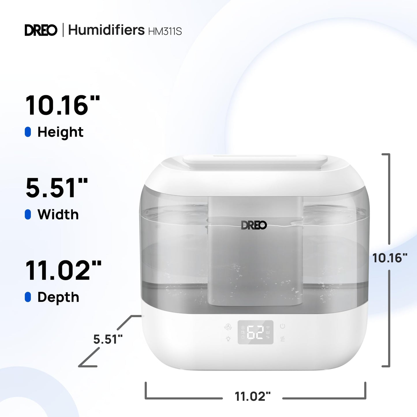 Dreo Smart Humidifiers for Bedroom, Top Fill 4L Supersized Humidifier Large Room with 28 dB, 36H Runtime, Touch/APP/Voice Control, Nightlight, Cool Mist Humidifiers for Baby, Plants, Indoor, Black