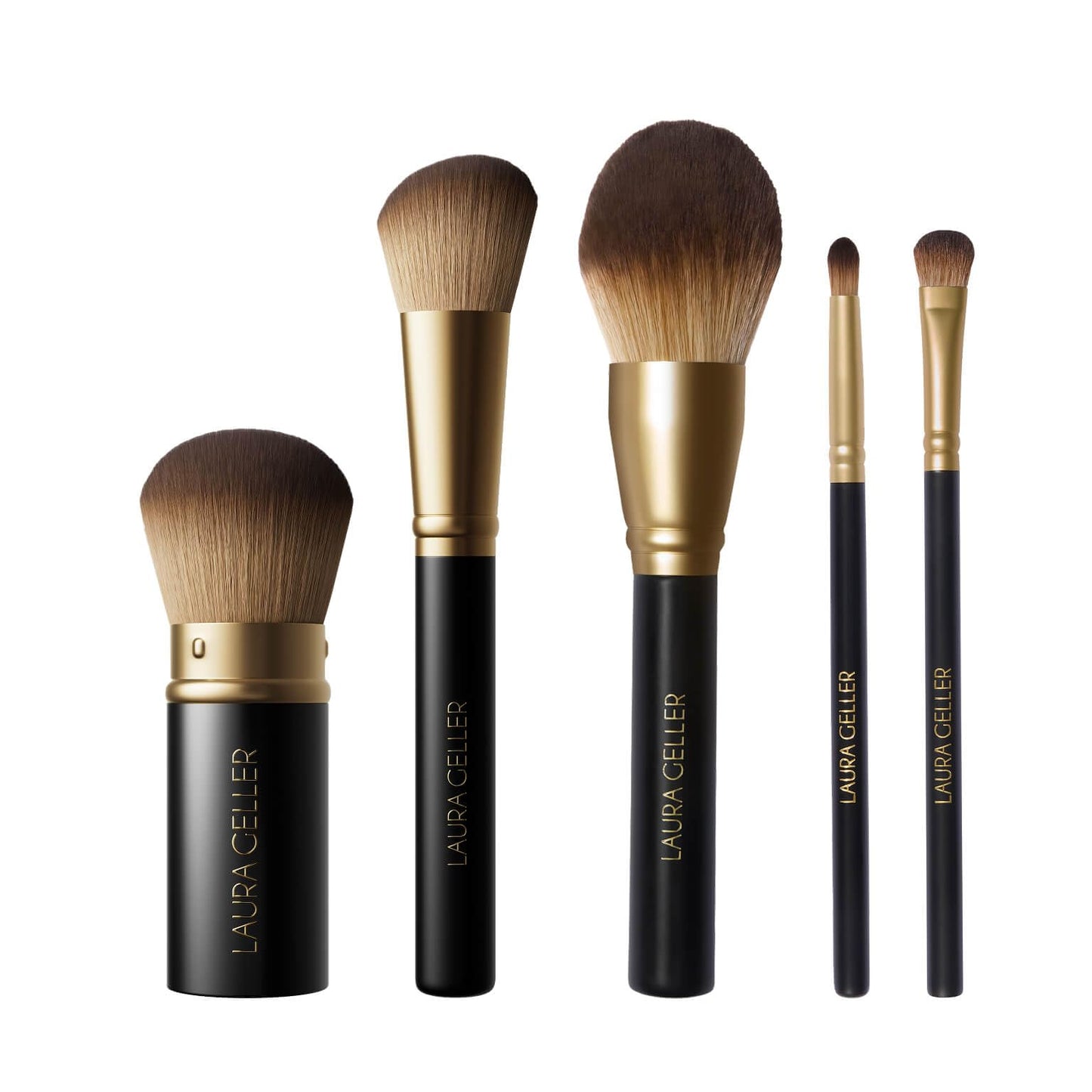 LAURA GELLER NEW YORK Retractable Black Kabuki Brush for Liquid, Cream and Powder Face Makeup With Aluminum Handle