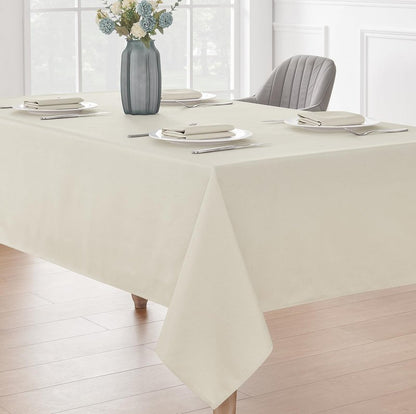 Veblandy 2 Pack Rectangle Tablecloth, 60x120 inch, Water Resistant Wrinkle Free Linen Textured Table Cloth Washable, Decorative Fabric Table Cover for Dining, Party and Camping, Beige