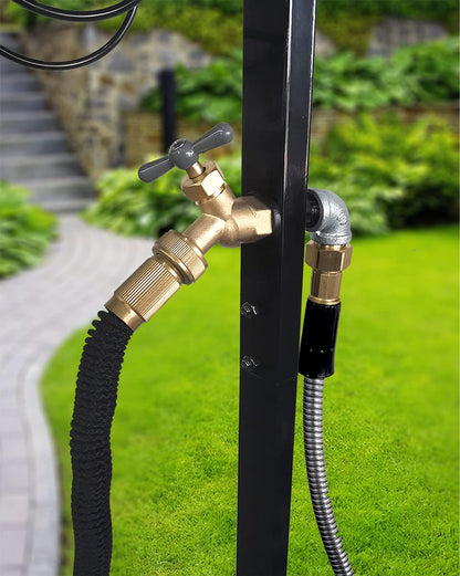 Artigarden Freestanding Garden Hose Holder Stake with Brass Faucet, Heavy Duty Metal Water Pipe Storage Stand Rack for Outdoor