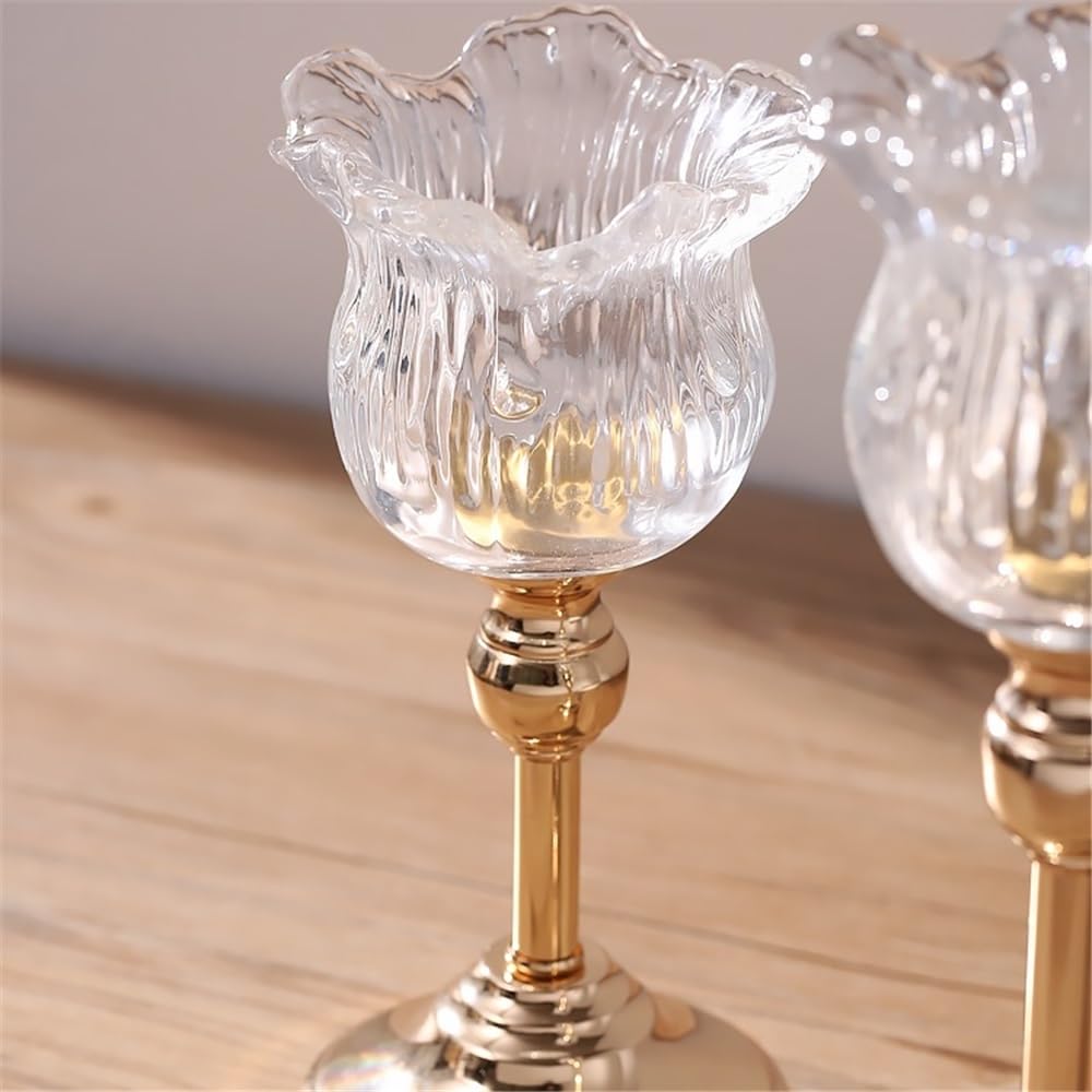 YUHUAWF Candle Holderss European Crystal Glass Tall Candle Holder Candlelight Dinner Table Decoration Home Furnishings Decorative Candlestick(Large)