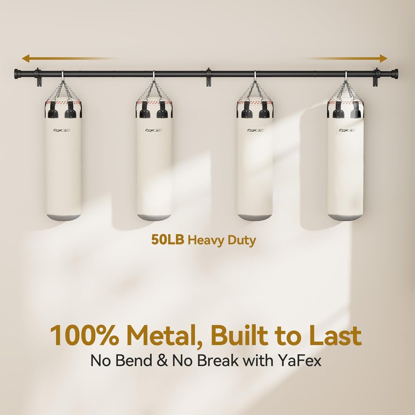 YaFex Curtain Rods - Heavy Duty 1 Inch Adjustable Window Treatment Rods | 32-144 Inch, Black, Modern Design